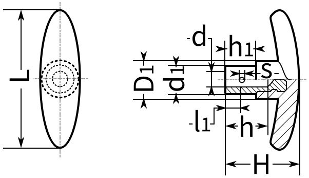 Ручка дверная Т-образная L=70хМ6 U21, пластик - фото