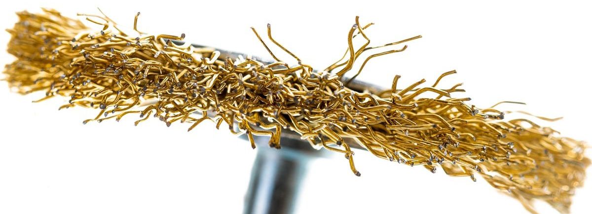 Корщетка-колесо для дрели 50 мм, латунированная проволока, FIT 38505 - фото