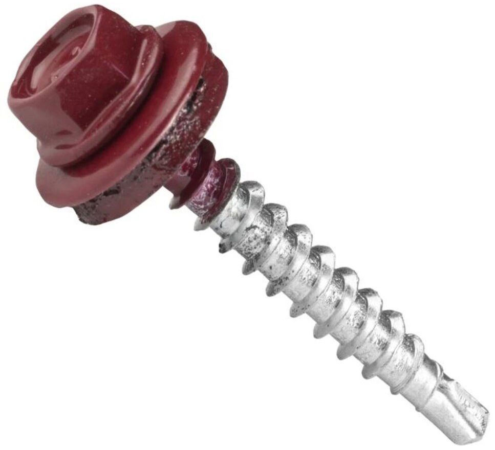 Саморез кровельный со сверлом 5,5х19 RAL 3004 пурпурный - фото