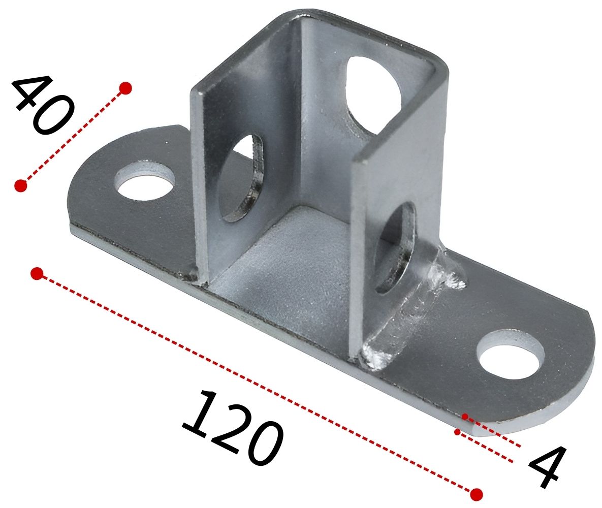 Основание потолочной стойки (фланец седельный) 120х40х4 под профиль 30х30х30 - фото