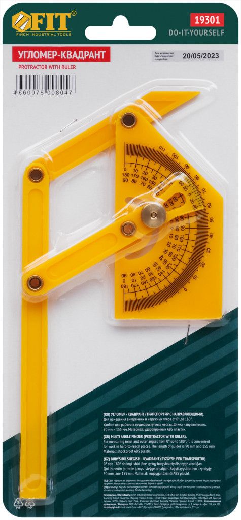 Угломер-квадрант 180° 90х155 мм FIT 19301 - фото
