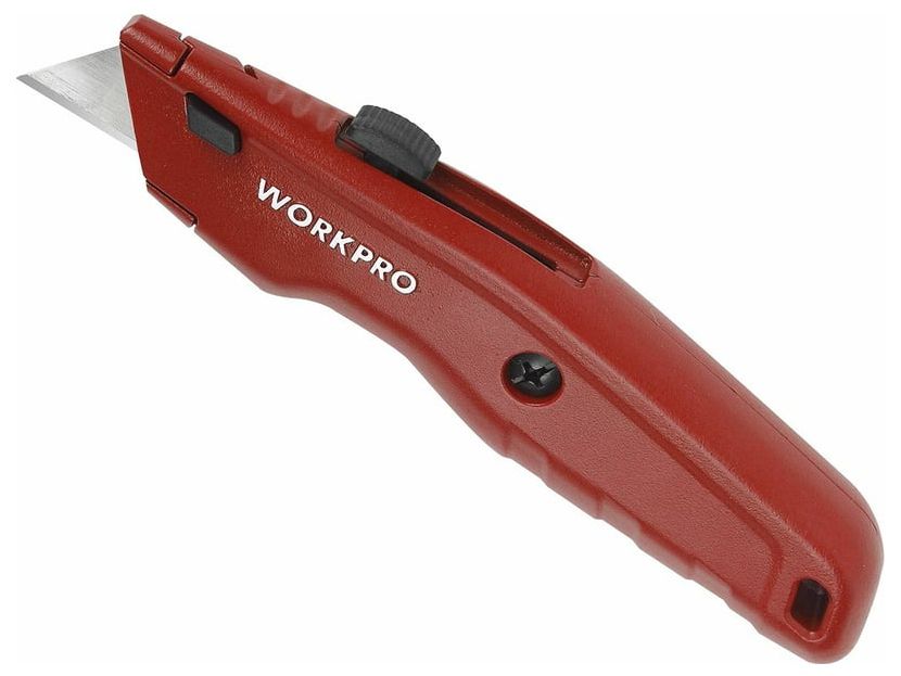 Нож алюминиевый с быстрой сменой лезвий Workpro WP213017, красный - фото