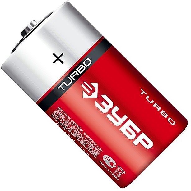 Батарейка щелочная тип C 1,5 В 6000 мА·ч ЗУБР Turbo 59215-2C, 2 шт - фото