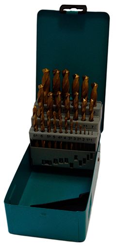 Набор сверл по металлу 1-13 мм (через 0,5 мм) FTools Н006 титан, 25 штук - фото