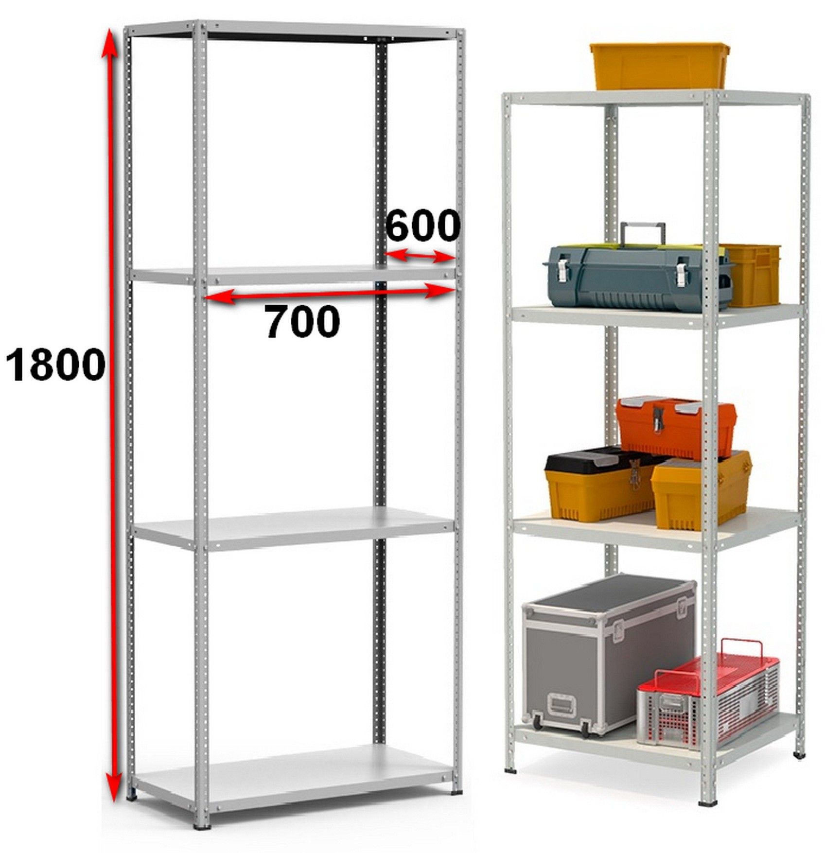 Стеллаж металлический до 150 кг, 4 полки Металл-завод СТФ 764-1,8 1800х700х600 мм - фото
