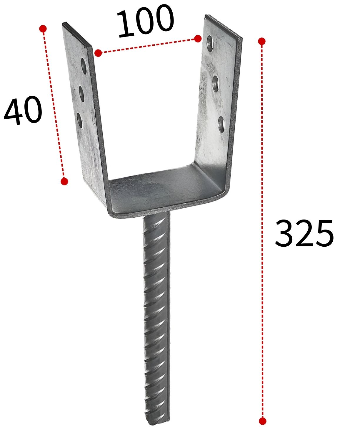 Анкерное основание столба 100х325х40 мм тип U PSU - фото