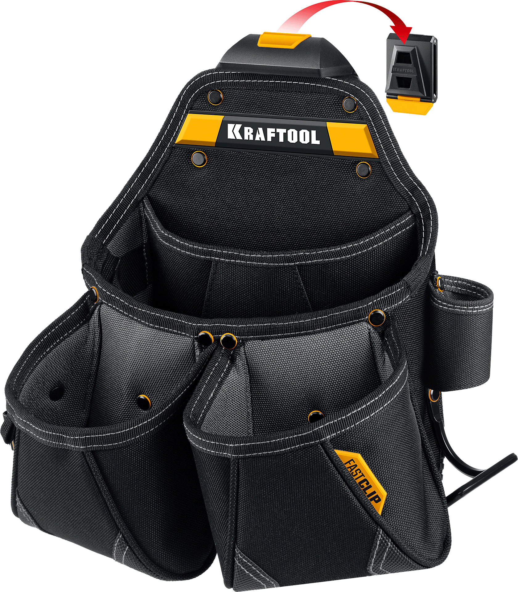 Сумка поясная строителя с креплением FastClip KP- 15 Kraftbuilt Kraftool 38771 - фото
