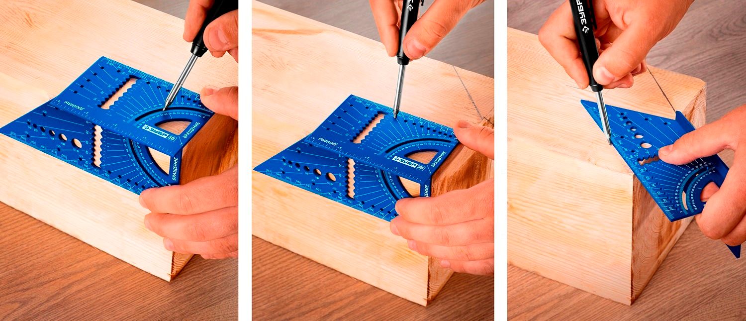 Угольник многофункциональный 7 в 1 3D ЗУБР 34399, алюминий - фото