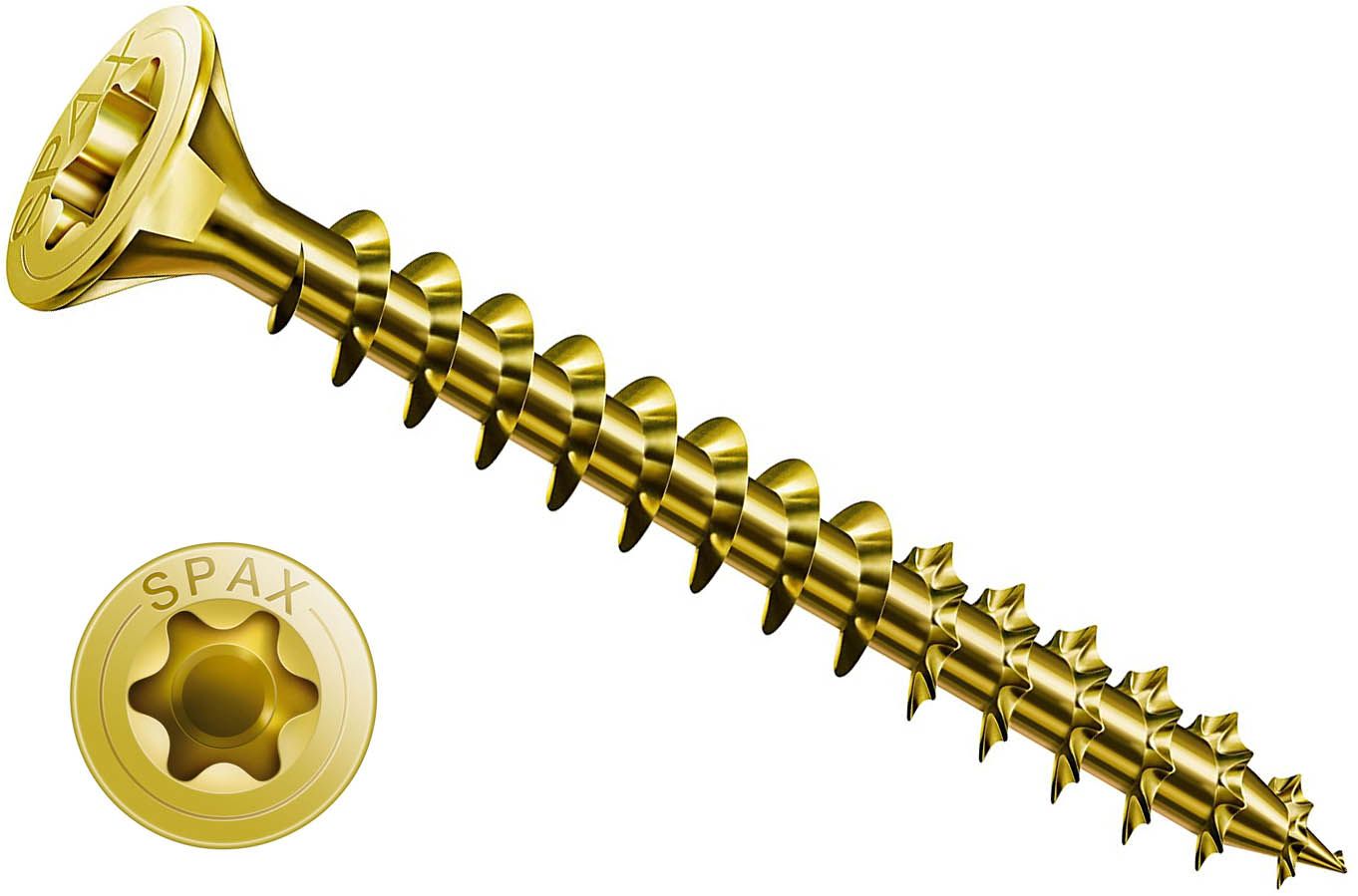 Изображение товара Саморез 3,5х25 SPAX 1191020350255 с потайной головкой, полной резьбой и шлицем T-Star, покрытие YELLOX (1000 шт)