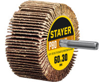 Круг шлифовальный лепестковый 60х30 мм Р80 на шпильке Stayer 36608-080