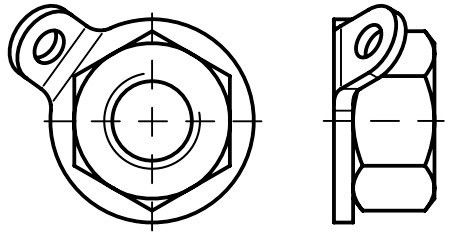 Гайка с вращающейся шайбой и ушком для фиксации 88153, нержавеющая сталь А2 - фото