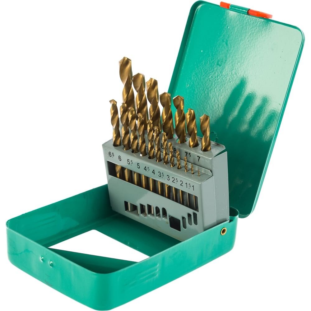 Набор сверл по металлу 1-10 мм (через 0,5 мм) FTools Н1905 титан, 19 штук - фото