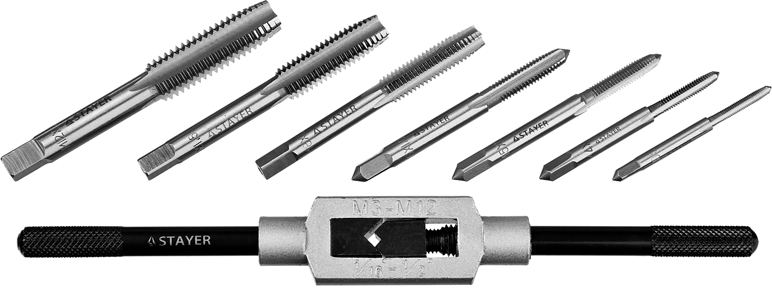 Изображение товара Набор метчиков MaXCut Master Stayer 28016-H8 8 шт для внутренней резьбы металлов и пластика