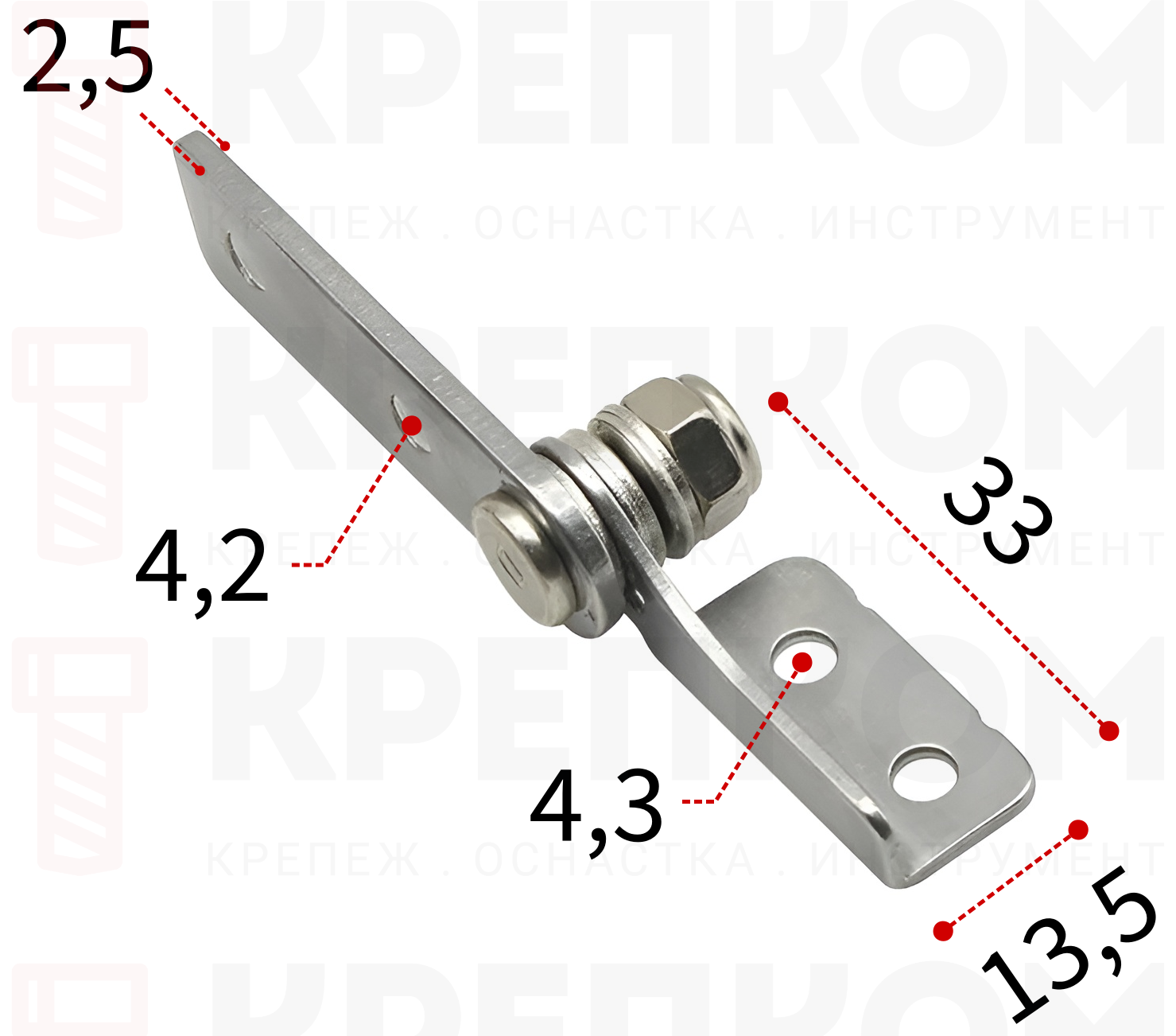 Петля с регулируемым крутящим моментом 51,5х33 мм L333C-R, правая , нержавеющая сталь А2 - фото