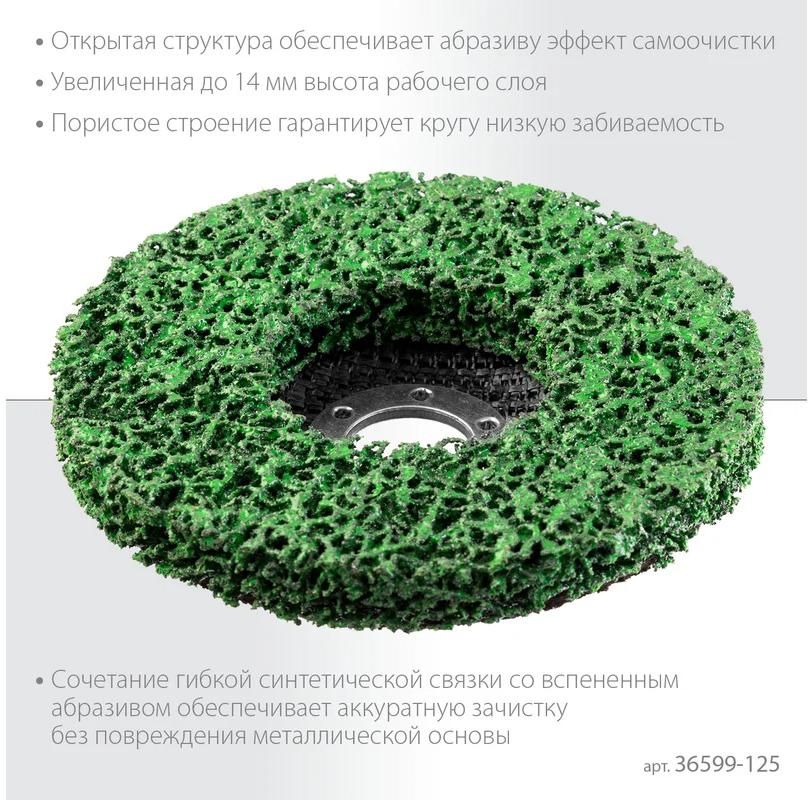 Круг абразивный, полимерно-шлифовальный синтетический 125х22,2 мм Kraftool 36599-125 - фото