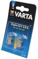 Лампа криптоновая 792 для фонаря шар 3,6 Вт 0,75 А 4,8 В цоколь E10 Varta 792000402М, 2 шт в блистере