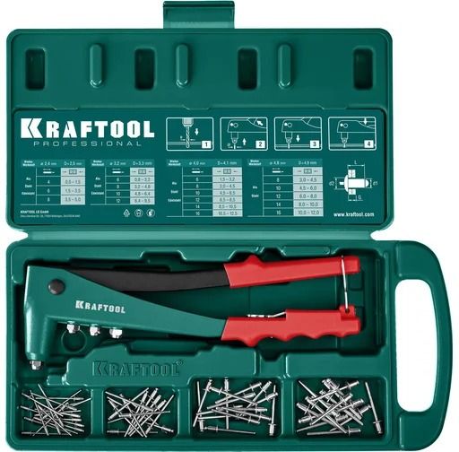 Заклепочник X-3 для вытяжных заклёпок с оснасткой 2,4 - 4,8 мм Kraftool 31170-H6_z01, в кейсе - фото
