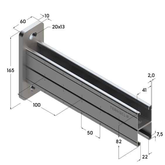 Консоль 41х82х2,0-1000 TERMOCLIP - фото