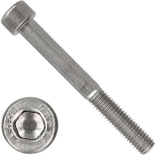 Болт (винт) с внутренним шестигранником и цилиндрической головкой М4х12 DIN 912, полная резьба, нержавеющая сталь А4-80 - фото