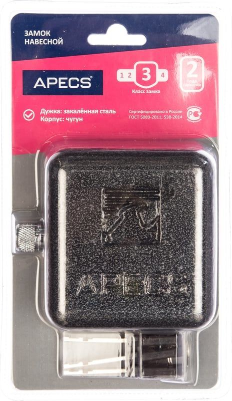 Замок навесной APECS PD-15-90-Blister, чугун - фото