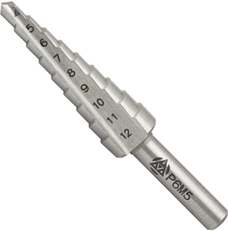 Сверло по металлу ступенчатое 4-12 мм Р6М5 Волжский инструмент 5016002, в пластиковой упаковке - фото