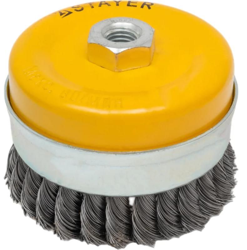 Щетка-крацовка чашечная усиленная для УШМ, жгутированная стальная проволока 0,5 мм Stayer Prof  - фото