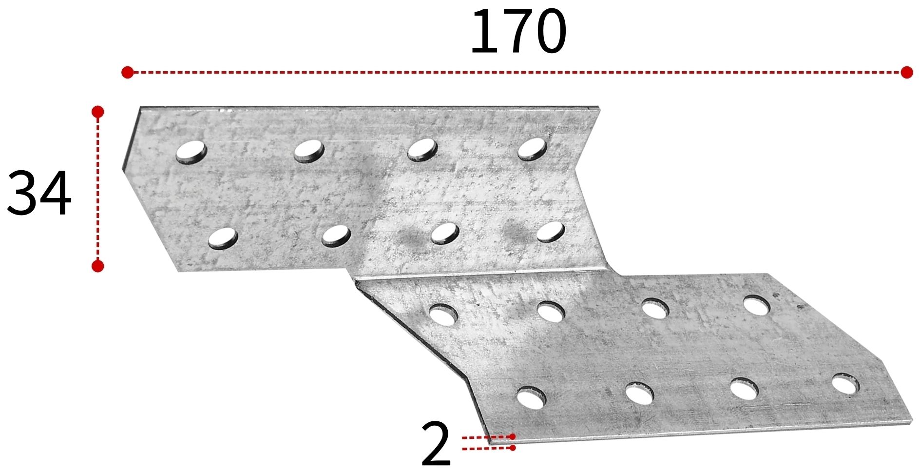 Держатель балки DBЛ левый 170х34х34х2 мм, оцинкованная сталь - фото