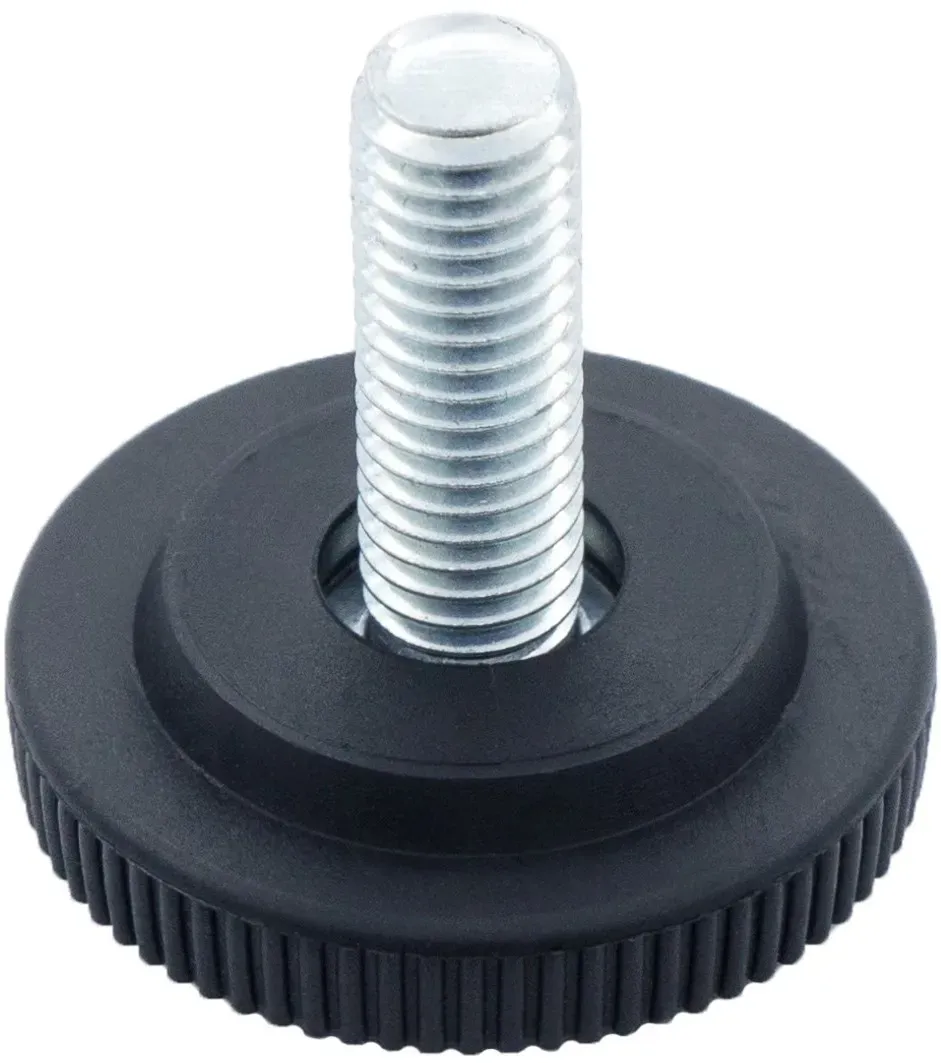 Опора регулируемая с резьбовым стержнем М8х25, основание с насечками 32 мм и 32М8-25ЧН, пластик, черная (RAL 9005) - фото