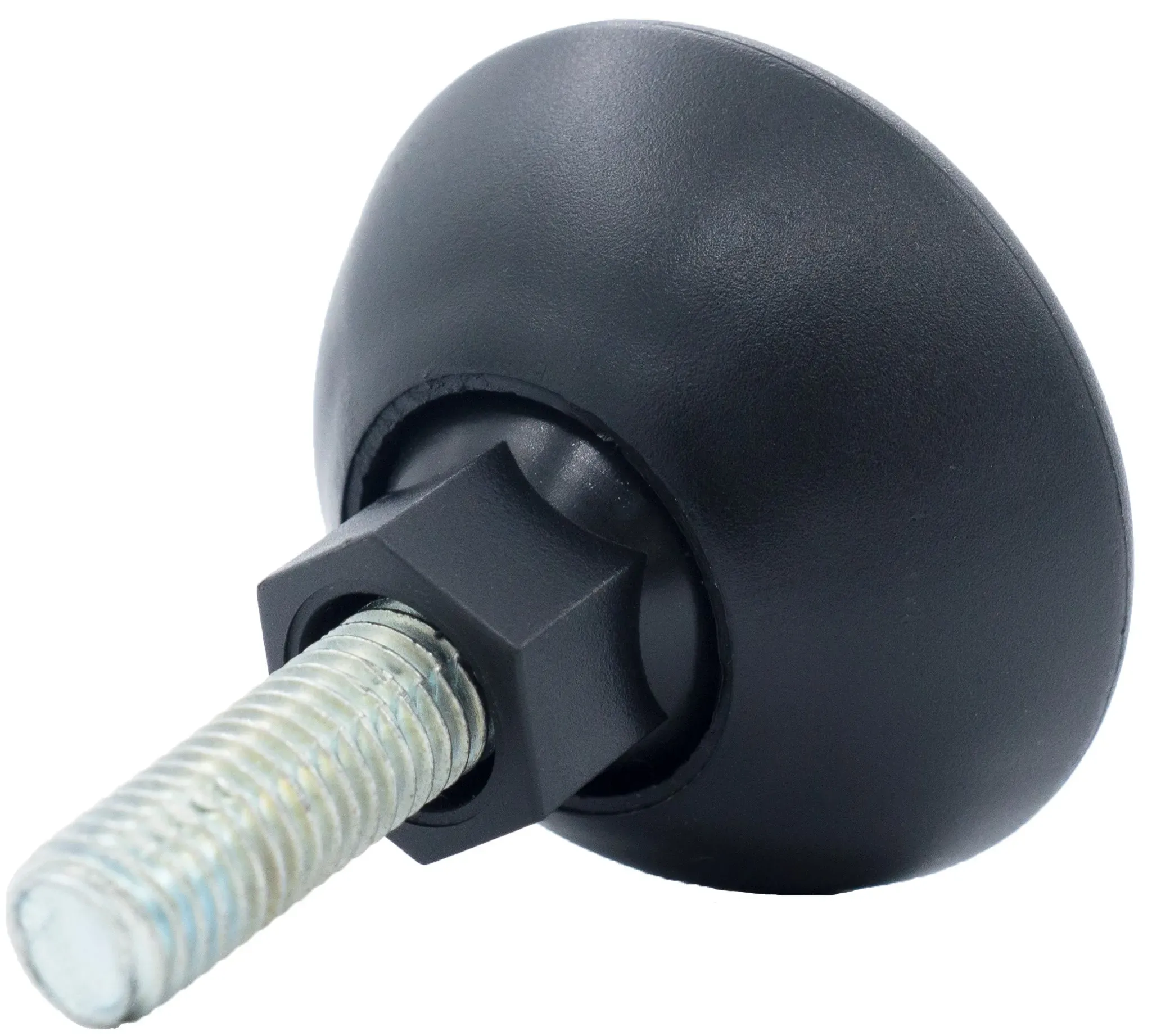 Опора регулируемая шарнирная с болтом М10х30 и основанием 49 мм 49М10-30ЧН, пластик, черная (RAL 9005) - фото