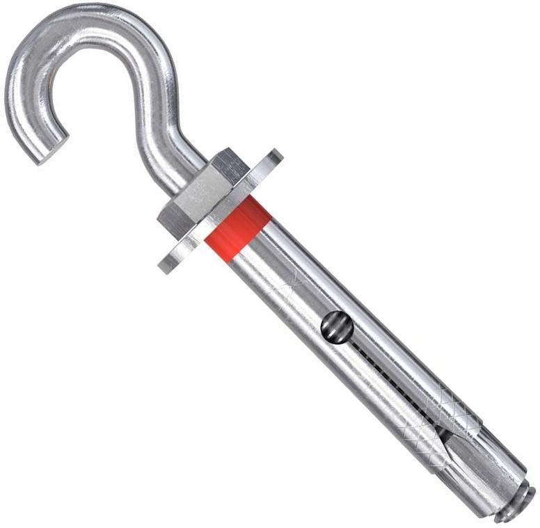 Анкер втулочный с крюком Fischer FSL RH K, оцинкованная сталь, 2 штуки в блистере - фото