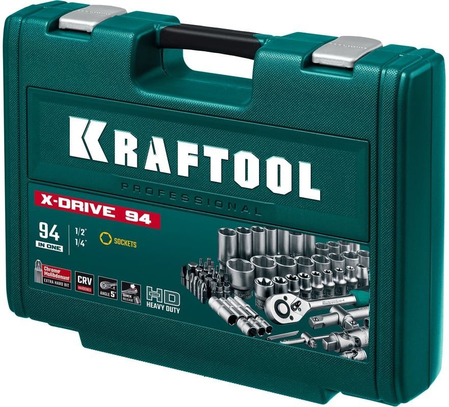 Набор инструмента универсальный 1/2"+1/4" Kraftool X-Drive 27883-Н95_z01М, 94 предмета - фото