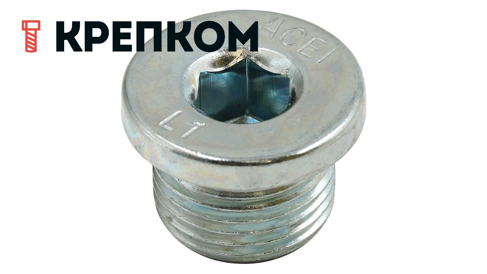 Пробка-заглушка дюймовая G 1/8" с буртом и внутренним шестигранником DIN 908, оцинкованная сталь - фото