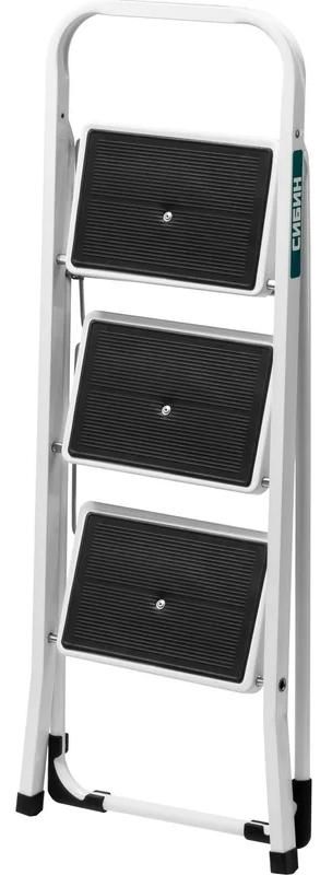 Стремянка c широкими обрезиненными ступенями СИБИН, сталь - фото