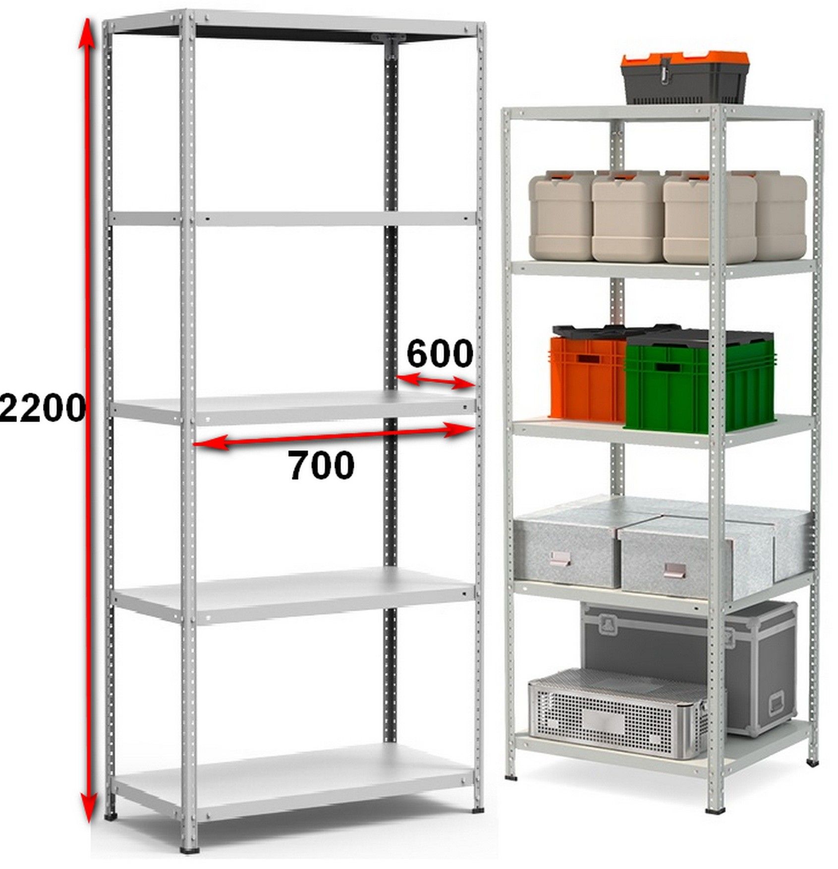 Стеллаж металлический до 150 кг, 5 полок Металл-завод СТФ 765-2,2 2200х700х600 мм - фото