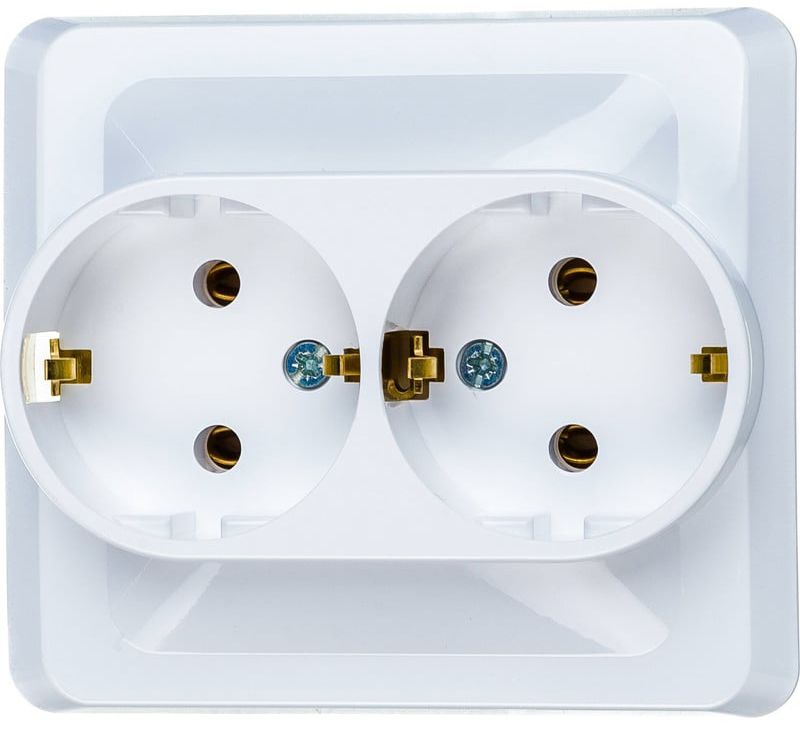 Розетка белая 2-м СП 16А IP20 250В с заземлением Этюд Systeme Electric PC16-007B - фото