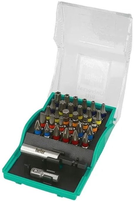 Набор бит торсионных 25 мм C1/4" для винтоверта Heller 28913, 32 предмета в кейсе - фото