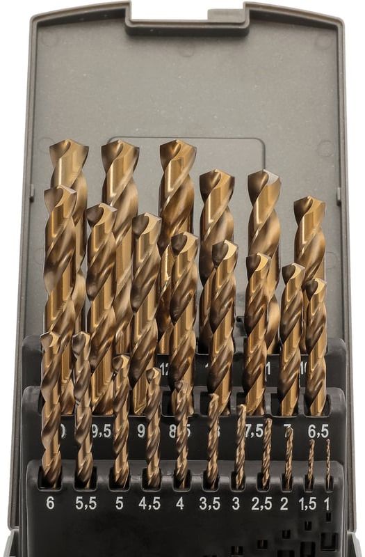 Набор свёрл по металлу 1-13 мм HSSE-Co5 DIN 338, H-Tools 215215HTRO, 25 предметов - фото