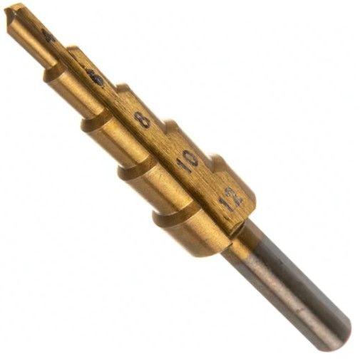 Сверло ступенчатое по металлу 4-12 мм, прямая канавка HSS РИ ri.166.31, 5 ступеней - фото