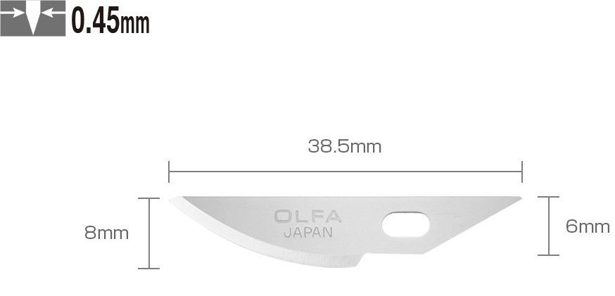 Закругленное лезвие для ножа 6 мм OLFA OL-KB4-R/5, 5 шт - фото