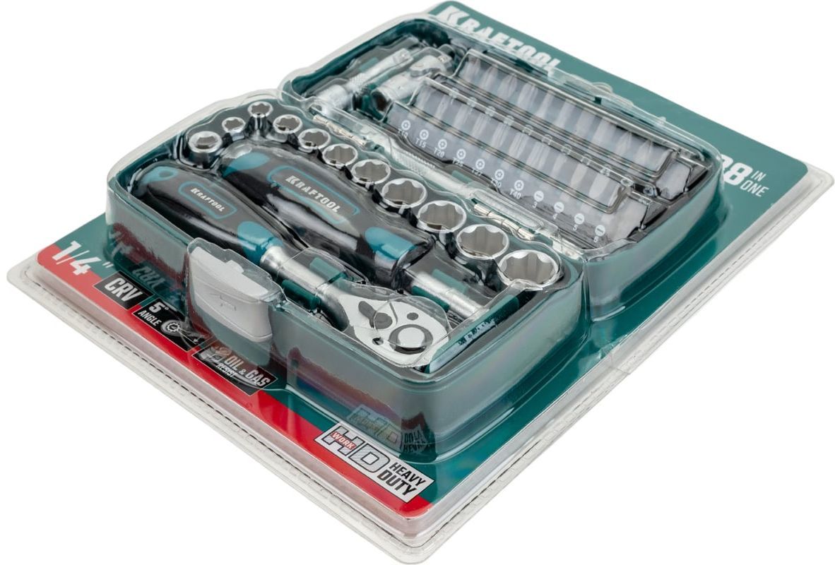 Набор торцовых головок и бит 1/4" Kraftool Universal-38 27970-H38, 38 предметов - фото
