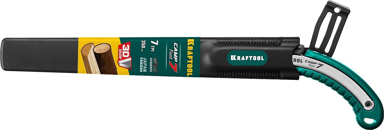 Ножовка походная для быстрого реза сырой древесины 350 мм, CAMP Fast 7 Kraftool, 15216 - фото