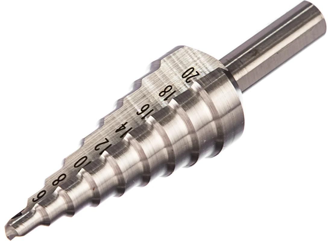 Сверло ступенчатое 4-20 мм, хвостовик 8 мм HSS Messer 19-09-420, 9 ступеней - фото