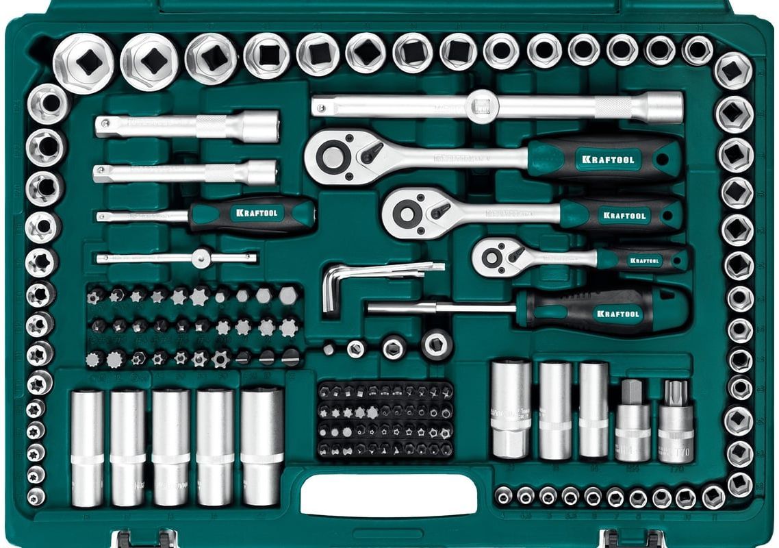 Набор инструмента универсальный 1/2"+3/8"+1/4" Kraftool X-Drive 27888-H216, 216 предметов - фото