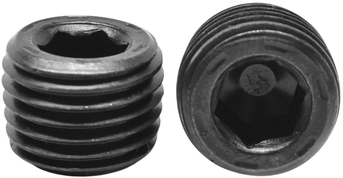 Пробка (заглушка) с дюймовой резьбой BSPT 1 1/2"-11х3/4" DIN 906, оксидированная - фото