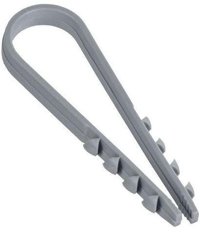 Дюбель хомут круглый серый, нейлон - фото