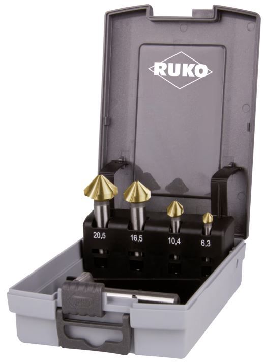 Изображение товара Набор зенковок 6,3-25 мм, 90°, HSS-TiN RUKO 102154TRO, 5 шт