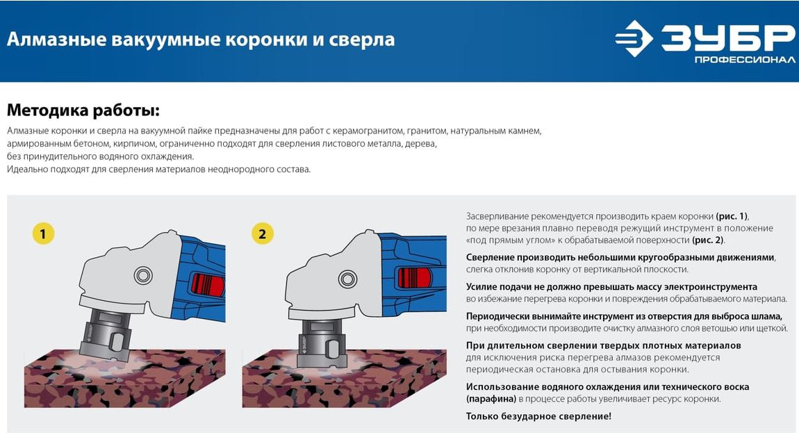 Сверло алмазное трубчатое по керамограниту HEX 1/4" ЗУБР - фото