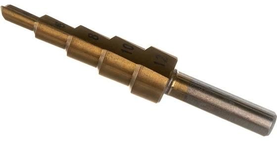 Сверло ступенчатое по металлу 4-12 мм, прямая канавка HSS РИ ri.166.31, 5 ступеней - фото