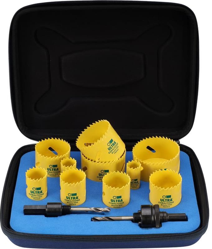 Набор коронок Bi-metall 19 - 68 мм зубья HSSE-Co8 5,5 TPI Ultra SCY 3665R, 13 предметов - фото