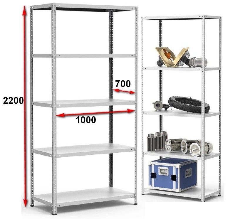 Стеллаж металлический до 125 кг, 5 полок Металл-завод СТФ 1075-2,2 2200х1000х700 мм - фото